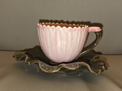 Historizáló Zsolnay kávés csésze és alj a lótusz sorozatból