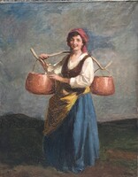 Nagy Vilmos (1874-1953) : Lány a mezőn ,80x60cm.