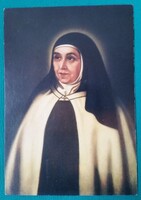 Modern vallásos jellegű üdvözlő képeslap - " Szent Terézia " - grafika: Don Bosco emléklap