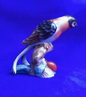 Tarka madár cseresznyeágon. Herendi porcelán. Jelzett, hibátlan.