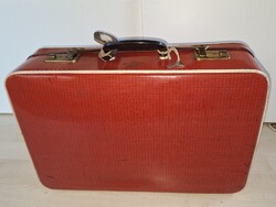 Retro piros bőrönd, csehszlovák