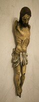 Antik Jézus Krisztus faragott fa szobor Torzó egyházi keresztény jellegű műtàrgy 38 cm