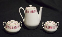 Porcelán kávéskanna , kávé , cukortartó , 16,5 cm , 3db. Csehszlovák , retró fazon
