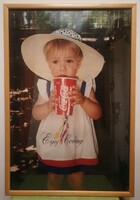 Coca-cola reklám plakát keretben - üveglap -  képméret: 48 x 73 cm.
