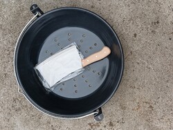 Disznóvágáshoz Abáló Nagy 52cm aba kosár + Bontó bárd hentes bárd zománcozott vas serpenyő