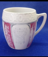 Német szecessziós ,lüsztermázas ,ezüstözött porcelán bögre 1929 körül