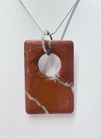 Art deco Vörös jáspis medál ezüst karikával