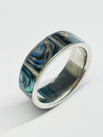 Pávakagyló betétes ezüst gyűrű 60M