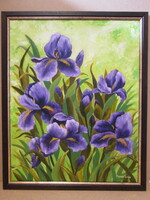 Lila Íriszek, Olajfestmény keretben