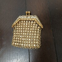 Érdekes régi érmetartó réz sodrony tárca (7,5x6,2x0,6 cm)