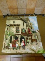 Gyönyörű gobelin falikép kovácsolt vas tartóval