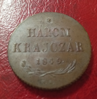 3 Krajczár, 1849-ből