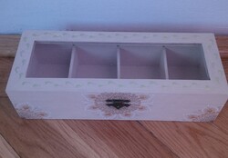 ÚJ! Teafiltertartó vagy Ékszertartó mandala díszítéssel bézs alapra kézzel festett, 25x9,5x6,5 cm,