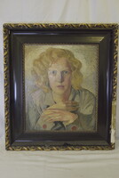 Antik jelzett portré olajfestmény 1930-as évek