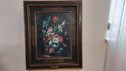 (K) Virágcsendélet nyomat egyedi fa keretben 49x60 cm kerettel