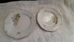 2 db Zsolnay süteményes tányér zöld széllel