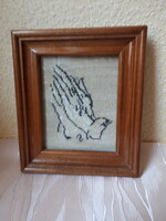 Goblein falikép imátkozó kezek, 20x17 cm, hibátlan, szép kerettel