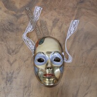 Pazar régi réz zománcozott maszk II. (12x7x3 cm)