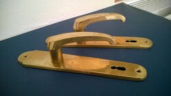 Retro Sárgaréz öntvény kilincspár régi, de új állapotban masszív magy.gyártmány m 20 cm