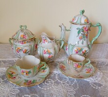 Luneville fajansz teás és kávés csésze szervírozókkal