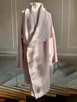 M&S 40-42-es gyapjú kabát, púder rózsaszín pelerin