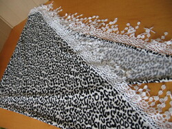 Ocelot, párduc mintás kendő , csipke széllel