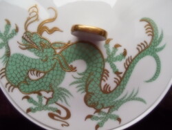 Schau Bach Kunst német porcelán bonbonier plasztikus kézi festés sárkánykigyó  motívummal 16 cm