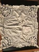 TERÍTŐ - RISELT - ALKUKÉPES - 70 x 65 cm - KÉZIMUNKA - HÓFEHÉR - RÉGI - HIBÁTLAN