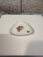 Aquincumi Porcelán 3 szög Virágmintás Porcelán Hamutál A182