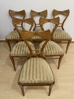 Biedermeier étkezőszék garnitúra különleges, ritka háttámlával