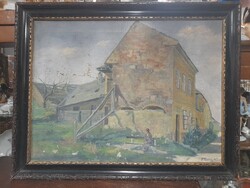 Kabay Károly Olaj Vászon Életkép Festmény.60 x 45 cm.