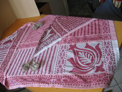 Bordó-rózsaszín  indiai kendő, vállkendő