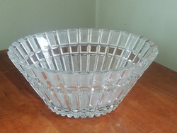 Ovális alakú kristályüveg tál, asztalközép