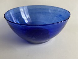 Kobaltkék buborékos fújt üveg tál
