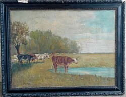 E. Illés jelzéssel : Tehenek a vízparton