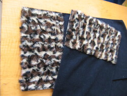 Párduc mintás drapp-barna műszőr és fekete polár sál