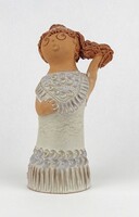 1Y121 Antalfiné Szente Katalin: Copfos fiatal lány - kerámia szobor 17 cm