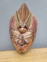 Kézzel faragott indonéz batik fa maszk madár motívummal