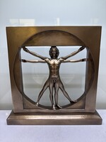 Bronzirozott Da vinci szobor 22x22cm