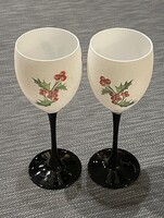 Karácsonyi üveg mécsestartó talpas kehely asztalidísz 2 db párban