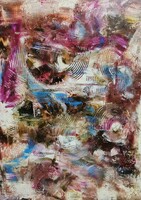 Baján Ildikó festmény 50 x 70 cm. Rózsaszín álmok.