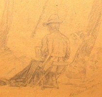 GARANTÁLTAN EREDETI EDVI-ILLÉS ALADÁRNÉ  / 1870-1958/: FESTŐ A TÁJBAN