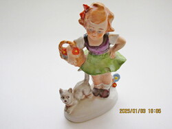 Capodimonte porcelán, kislány kutyával