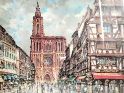 Jacques Chardon Strasbourg katedrális francia vintage reprodukciós nyomat Editions Pram 1980 30x40cm
