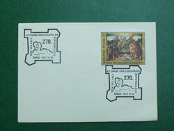 1977. Ónodi Országgyűlés alkalmi bélyegzés - azonos témájú festmény bélyeggel, borítékon