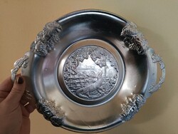 Retro fém tálca szőlő és róka motívummal