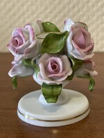 Nagyon ritka Herendi rózsaszín  rózsa csokor gyertya tartó, hibátlan.