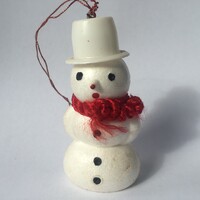 Régi, retró hungarocell hóember karácsonyfa dísz, karácsonyi dekoráció