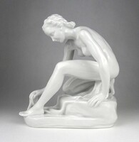 1Y309 Donner Gertrúd : Törölköző nő Herendi porcelán női akt szobor 23.5 cm