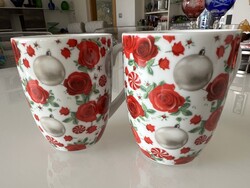 Karácsonyi muntás porcelán bögrék, Adler márka, 10 cm magasak